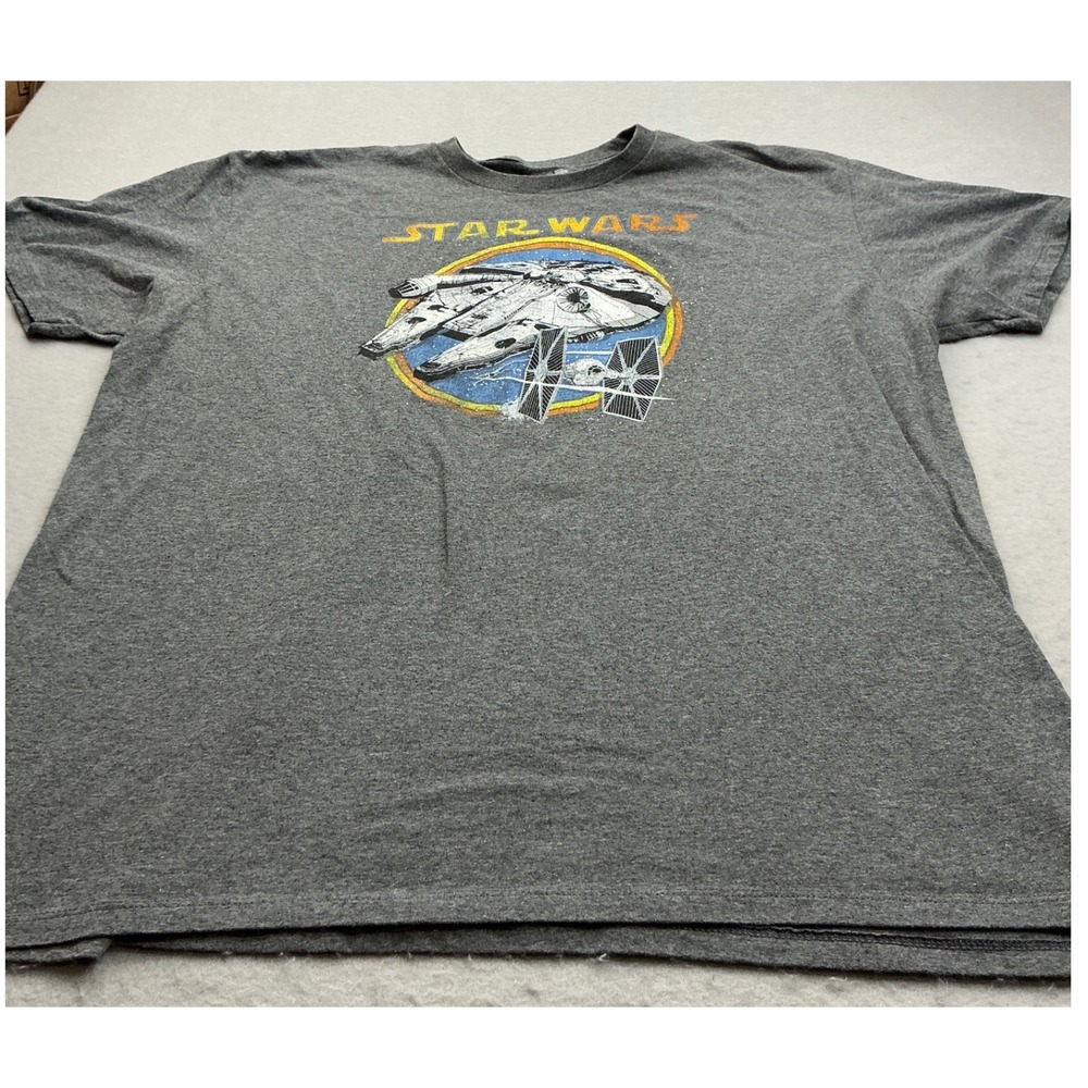 Star Wars Fifth Sun T Shirt Millennium Falcon TIE Fighter Gray 2XL Graphic Tee